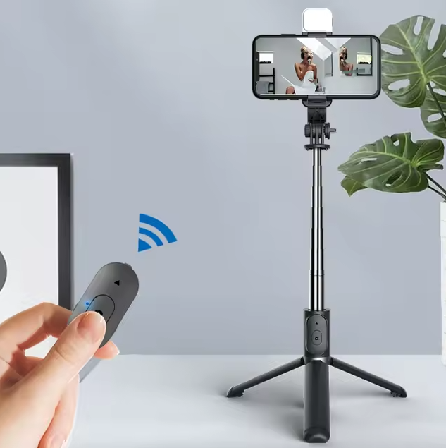 Trípode y selfie para móviles, control remoto Bluetooth, con rotación de 360